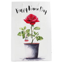 Name Day Watercolor Rote Rose Bush