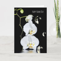 Name Day white orchias with bubble reflektion