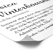 Name Definition Chic Skript Schwarz und Weiß Poster (Ecke)