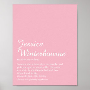 Name Definition Elegantes Skript Girly Pink Fun Poster