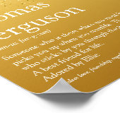 Name Definition Gold Glitzer Glitzy Moderner Spaß Poster (Ecke)