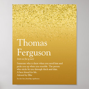 Name Definition Gold Glitzer Glitzy Moderner Spaß Poster