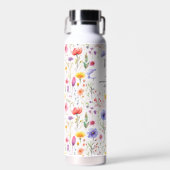 Name-Definition mit farbenfrohem Wildblumenmuster Trinkflasche (Vorne)