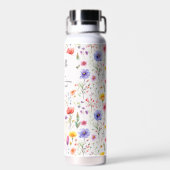 Name-Definition mit farbenfrohem Wildblumenmuster Trinkflasche (Rückseite)