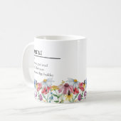 Name Definition mit Ländergrenzen für Wildblumen Kaffeetasse (Vorderseite Links)