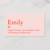 Name Definition | Modern custom QR code Pink Red Visitenkarte (Vorderseite)