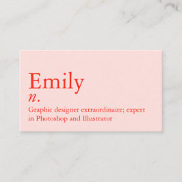 Name Definition | Modern custom QR code Pink Red Visitenkarte