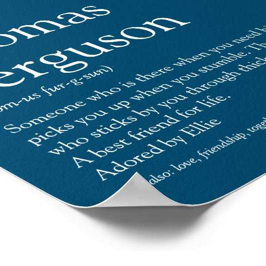 Name Definition Modern Typografisch blau Poster (Ecke)