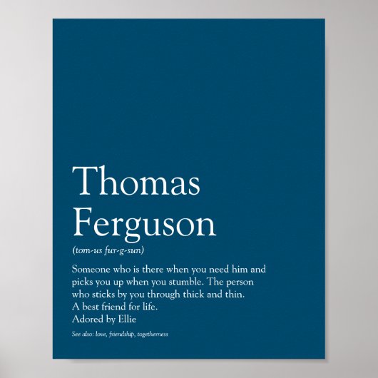 Name Definition Modern Typografisch blau Poster (Vorne)