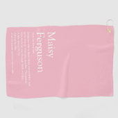Name Definition Spaß Typografisch Girly Pink Golfhandtuch (Horizontal)