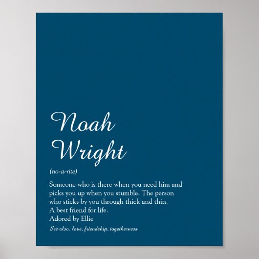 Name Definitions Schrift Modern Blau Lustig Poster (Vorne)