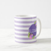 Name der Abstrakten bloralen Streifen Monogramm Kaffeetasse (VorderseiteRechts)