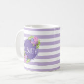 Name der Abstrakten bloralen Streifen Monogramm Kaffeetasse (Vorderseite Links)