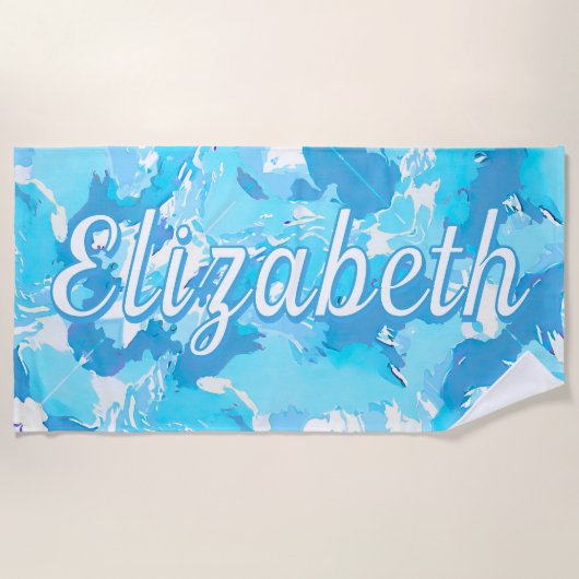 Name der Abstrakten, hellblauen und weißen Additio Strandtuch (Vorderseite)