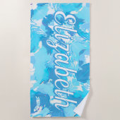 Name der Abstrakten, hellblauen und weißen Additio Strandtuch (Vorderseite)