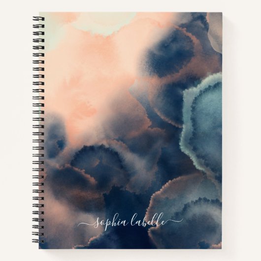 Name der abstrakten Marine, Pink & Minze Aquarellf Notizblock (Vorderseite)