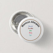 Name der Allergie Warnhinweise Button (Vorne & Hinten)