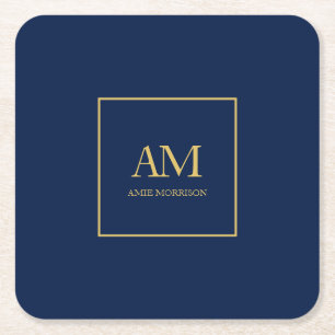 Name der Anfangsbuchstaben des Blue Gold Colors Mo Rechteckiger Pappuntersetzer