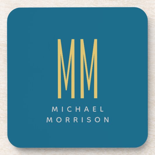 Name der Anfangsbuchstaben des Blue-Gold-Monogramm Getränkeuntersetzer (Vorderseite)