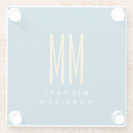 Name der Anfangsbuchstaben des Blue-Gold-Monogramm Glasuntersetzer (Rückseite)