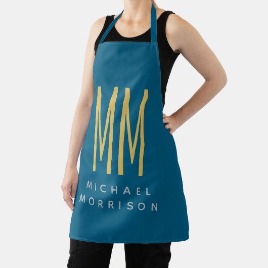 Name der Anfangsbuchstaben des Blue-Gold-Monogramm Schürze (InSitu)