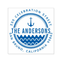 Name der Ankerfamilie und runde Rücksendeadresse Permastempel