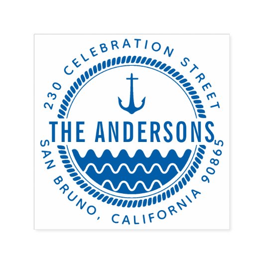 Name der Ankerfamilie und runde Rücksendeadresse Permastempel (Design)