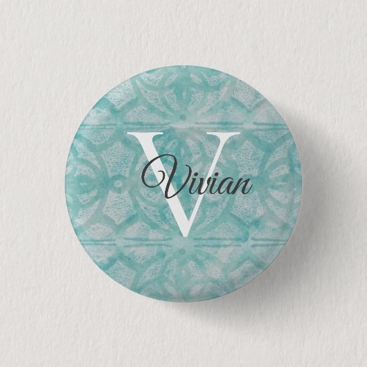Name der aquamarinen Farbe des Monogramms Button (Vorderseite)