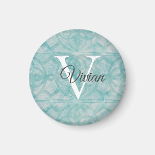 Name der aquamarinen Farbe des Monogramms Magnet