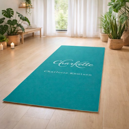 Name der aquamarinen grünen Monogramm-Initialen Yogamatte