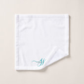 Name der Aquamarinen Monogram-Initialen für Elegan Badhandtuch Set (Waschlappen)