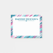 Name der Aquamarinen und Lila Streifen Post-it Klebezettel (Vorderseite)