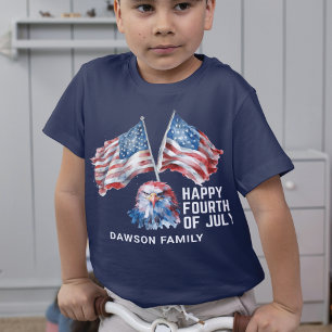 Name der Aquarellfamilie personalisiert 4. Juli T-Shirt