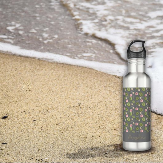 Name der Aquarellfarbe Rosa Blume Edelstahlflasche