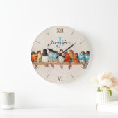 Name der Aquarellfarben-Monogrammbezeichnung für a Große Wanduhr (Zuhause)