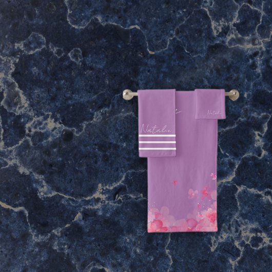 Name der Aquarellgarten-Blume Badhandtuch Set