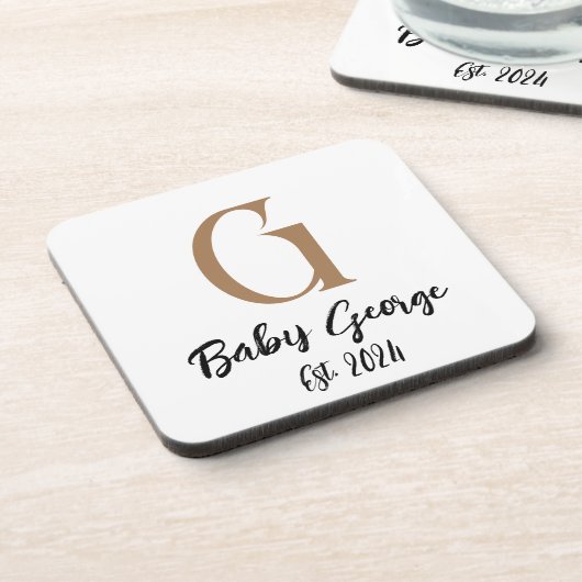 Name der Baby-Monogramm minimal einfach Getränkeuntersetzer (Linke Seite)