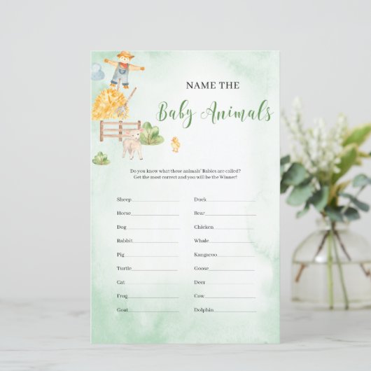 Name der Baby-Tier-Dusche (Stehend Vorderseite)