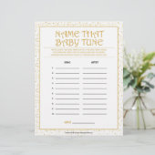 Name der Baby-Tune [Goldene Glitzern] Briefbogen (Stehend Vorderseite)