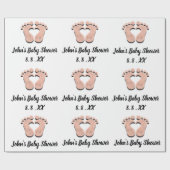 Name der Babydusche Datum Schwarz-weiße Rose am He Geschenkpapier (Flach)