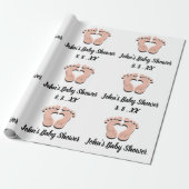 Name der Babydusche Datum Schwarz-weiße Rose am He Geschenkpapier (Ungerollt)