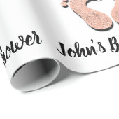 Name der Babydusche Datum Schwarz-weiße Rose am He Geschenkpapier (Rolleneckpunkt)