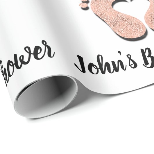 Name der Babydusche Datum Schwarz-weiße Rose am He Geschenkpapier (Rolleneckpunkt)