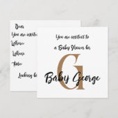 Name der Babydusche Monogramm minimal einfach Einladung (Vorne/Hinten)