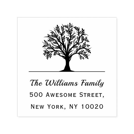 Name der Baumfamilie Trendy Script Text-Rücksendea Permastempel (Design)