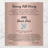 Name der benutzerdefinierten Rose Modernes QR-Code Weinetikett (Einzelnes Label)