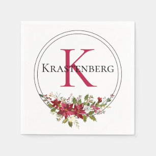Name der benutzerdefinierten Winter Red Floral Mon Serviette