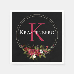 Name der benutzerdefinierten Winter Red Floral Mon Serviette