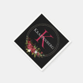 Name der benutzerdefinierten Winter Red Floral Mon Serviette (Ecke)