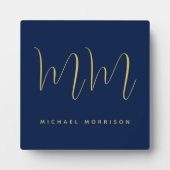 Name der Beruflichen Anfangsbuchstaben Blue Gold C Fotoplatte (Vorderseite)